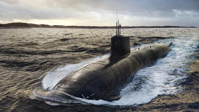 Una visualización sin fecha de cómo podría ser un submarino SSN-AUKUS en el mar, publicada el 13 de marzo de 2023. (BAE).