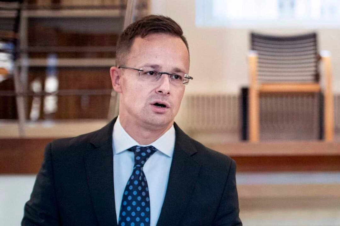 Péter Szijjártó, ministro húngaro de Asuntos Exteriores y Comercio, en el Departamento de Estado danés, Eigtveds Pakhus, en Copenhague, el 23 de noviembre de 2018. (Liselotte Sabroe/AFP vía Getty Images)
