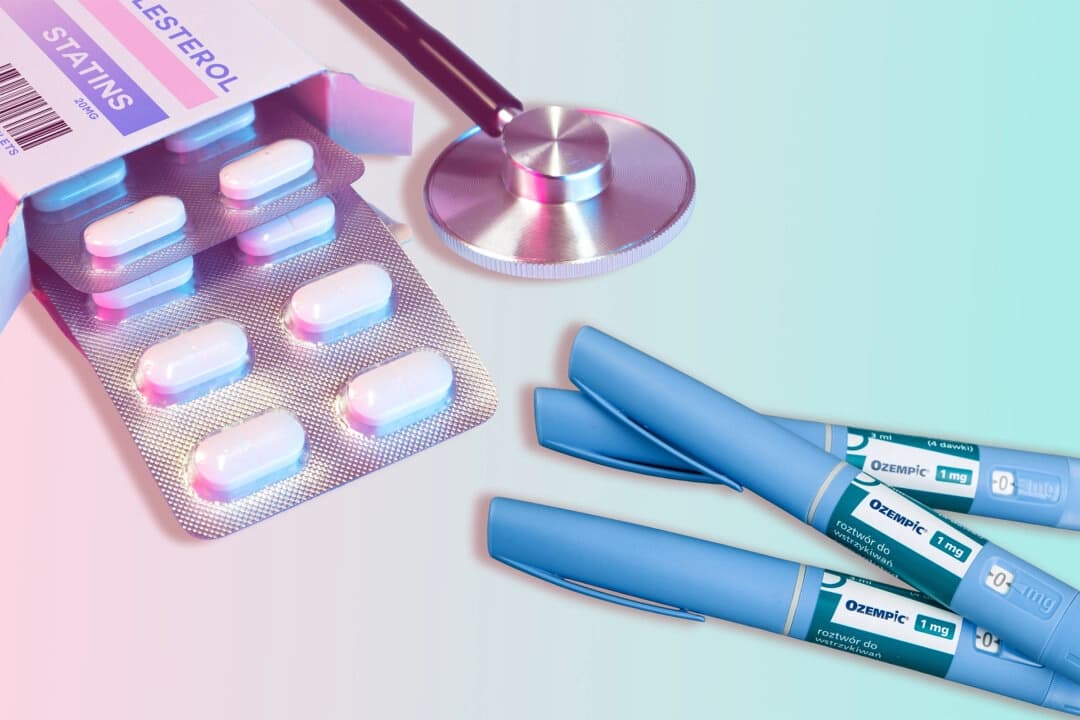 Las estatinas parecen debilitar el GLP-1, la hormona que produce Ozempic y Wegovy. (Ilustración de The Epoch Times/Shutterstock)