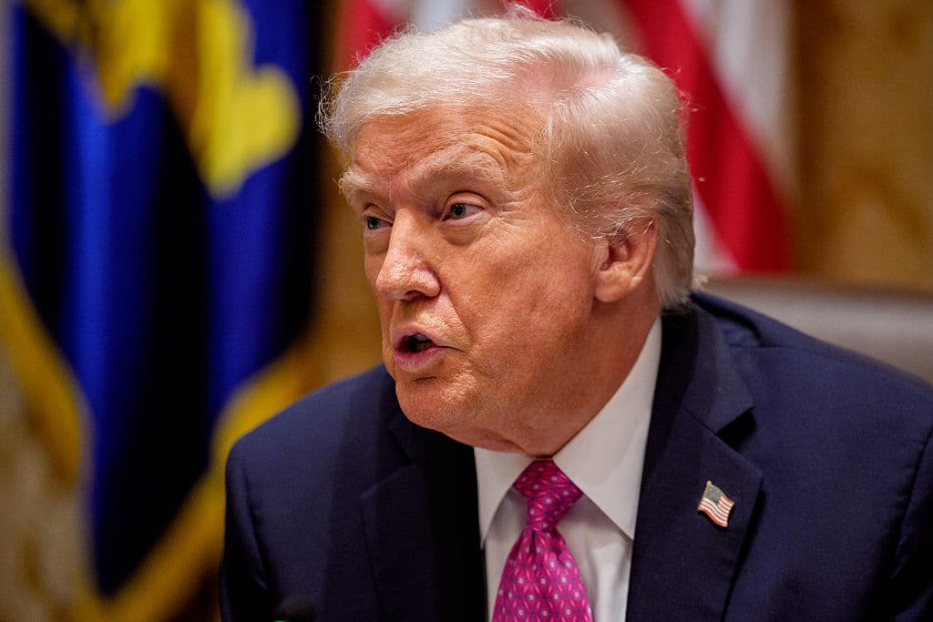 WASHINGTON, DC - OCTOBER 17: U.S. President Donald Trump speaks during a lunch meeting with Ukrainian President Volodymyr Zelensky at the White House on October 17, 2025, in Washington, DC. President Trump, fresh off a ceasefire agreement between Israel and Hamas, is hosting President Zelensky for a bilateral lunch in the Cabinet Room in hopes of advancing a peace deal between Russia and Ukraine. (Photo by Andrew Harnik/Getty Images)