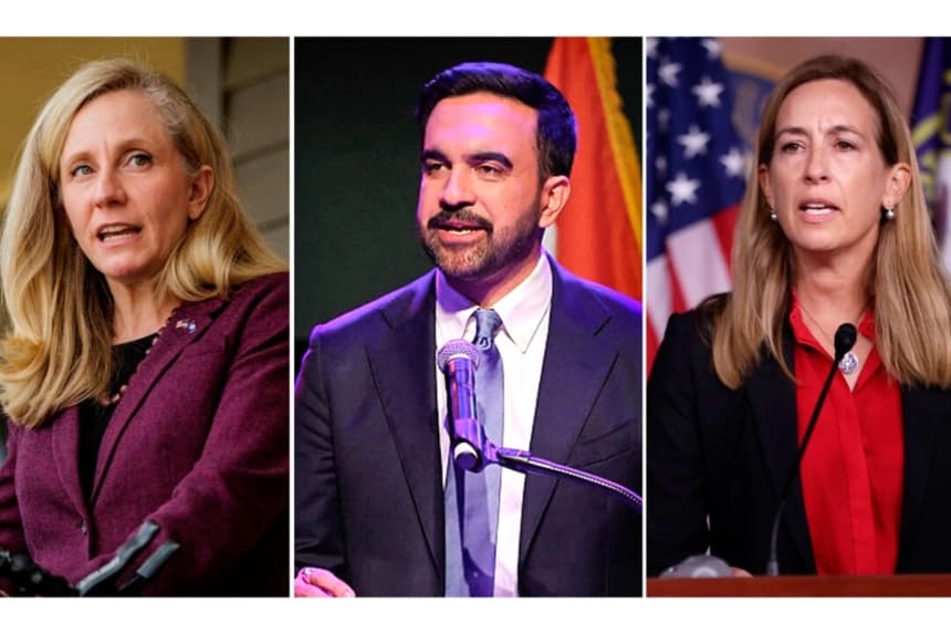 Los demócratas (izquierda) Abigail Spanberger (candidata a gobernadora de Virginia); (centro) Zohran Mamdani (candidato a la alcaldía de Nueva York); y (derecha) Mikie Sherrill (candidata a gobernadora de Nueva Jersey), ganaron elecciones clave el 4 de noviembre de 2025. (Getty Images)