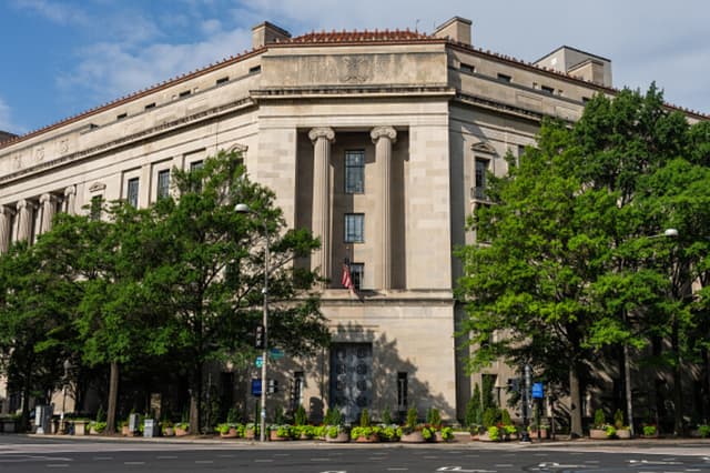 El edificio del Departamento de Justicia, en Washington, D.C., el 20 de julio de 2025. (Eric Lee/Getty Images)