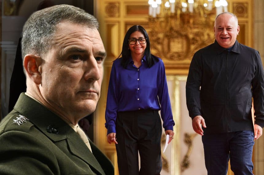 Imagen ilustrativa: Izq. El general Francis L. Donovan, jefe del Comando Sur de EE. UU. (Brendan SMIALOWSKI / AFP vía Getty Images) Der. líder interina de Venezuela, Delcy Rodríguez Gómez y el ministro del Poder Popular para Interior, Justicia y Paz, Diosdado Cabello Rondón. (Jesus Vargas/Getty Images)