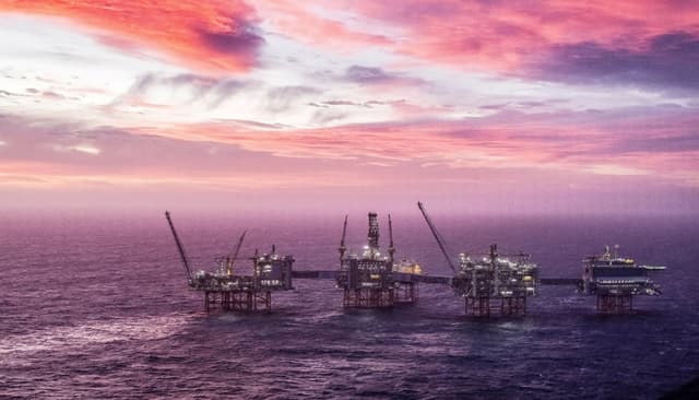 El campo petrolífero Johan Sverdrup en el Mar del Norte, frente a Noruega, el 7 de enero de 2020. (Carina Johansen /NTB Scanpix/vía Reuters)