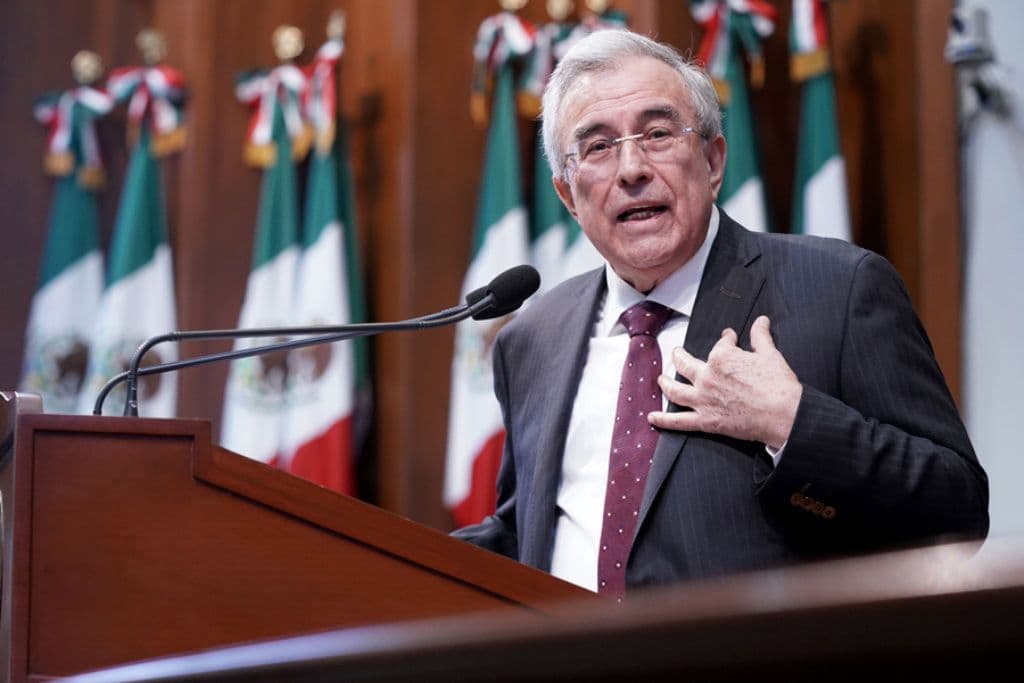 Fotografía de archivo que muestra al gobernador con licencia de Sinaloa, Rubén Rocha Moya. (EFE/ Juan Carlos Cruz)
