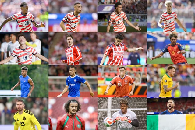 (Fila superior, de izquierda a derecha) Folarin Balogun, Sergino Dest, Malik Tillman y Antonee Robinson de Estados Unidos. (Segunda fila, de izquierda a derecha) Sebastian Berhalter de Estados Unidos, Brian Gutiérrez de México, Richard Ledezma de México, Lamine Yamal de España. (Tercera fila, de izquierda a derecha) Désiré Doué de Francia, Guéla Doué de Costa de Marfil, John Souttar de Escocia, Harry Souttar de Australia. (Fila inferior, de izquierda a derecha) Luca Zidane de Argelia, Ayyoub Bouaddi de Marruecos, Zion Suzuki de Japón, Roberto “Pico” Lopes de Cabo Verde. (Jamie Squire/Getty Images, Richard Heathcote/Getty Images, Charlotte Wilson/Getty Images, Francois Nel/Getty Images, Simon Barber/Getty Images, Etienne Laurent / AFP vía Getty Images, Buda Mendes/Getty Images, Christian Kaspar-Bartke/Getty Images, Adam Hunger/Getty Images, Stu Forster/Getty Images, Valerio Pennicino/Getty Images, Abdel Majid Bziouat / AFP vía Getty Images, Julio Cesar Aguilar/AFP vía Getty Images).