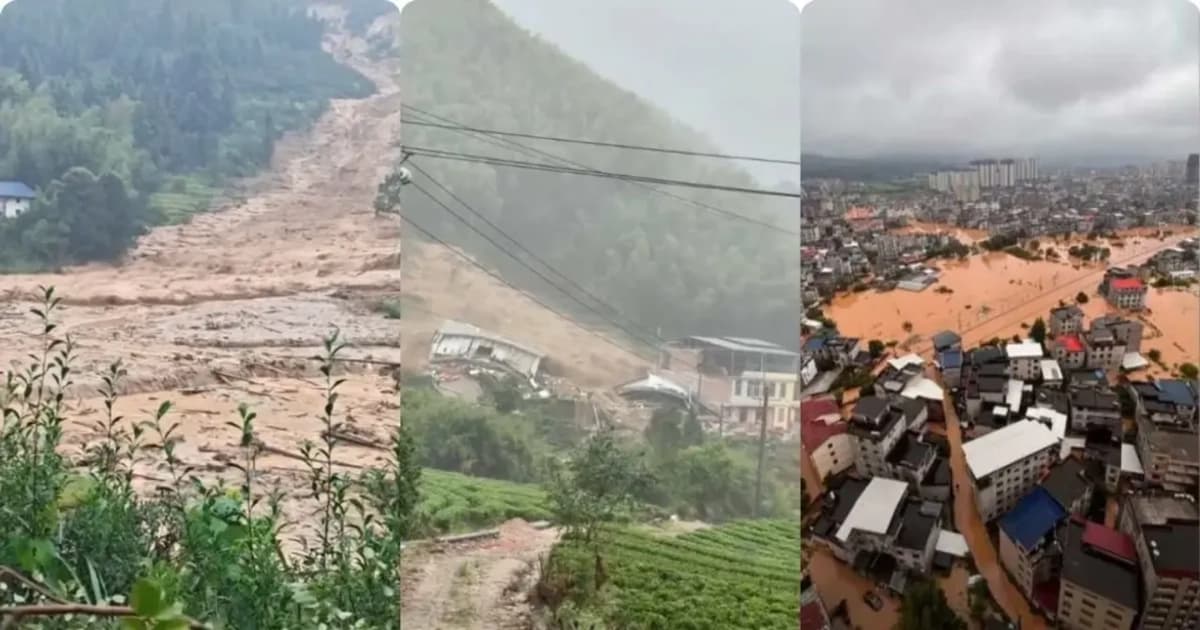 Deslizamientos de lodo, aludes de tierra e inundaciones azotaron el condado de Suichuan, en la provincia de Jiangxi, China, tras varios días de fuertes lluvias a principios de septiembre de 2026. (Captura de pantalla vía The Epoch Times.)