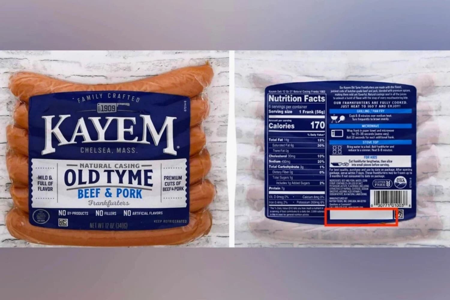 Uno de los productos cárnicos retirados del mercado por Kayem Foods Inc. (Cortesía del USDA).